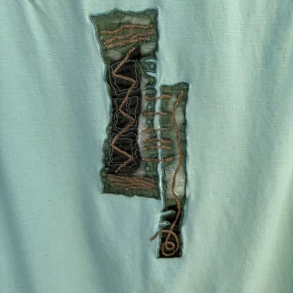 Azieno Womens Sleeveless Mint Green Unique Patchwork Embroidery Maxi Dress M - Picture 6 of 8